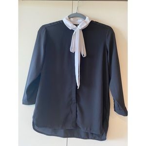 🌸2 for $30🌸Stradivarius Black Blouse WhiteCollar